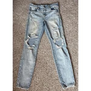 American Eagle Womens Skinny Jeans Next Level Stretch Hi Rise Distressed 12